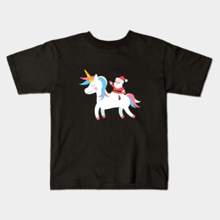 Christmas Santa Riding Unicorn Kids T-Shirt